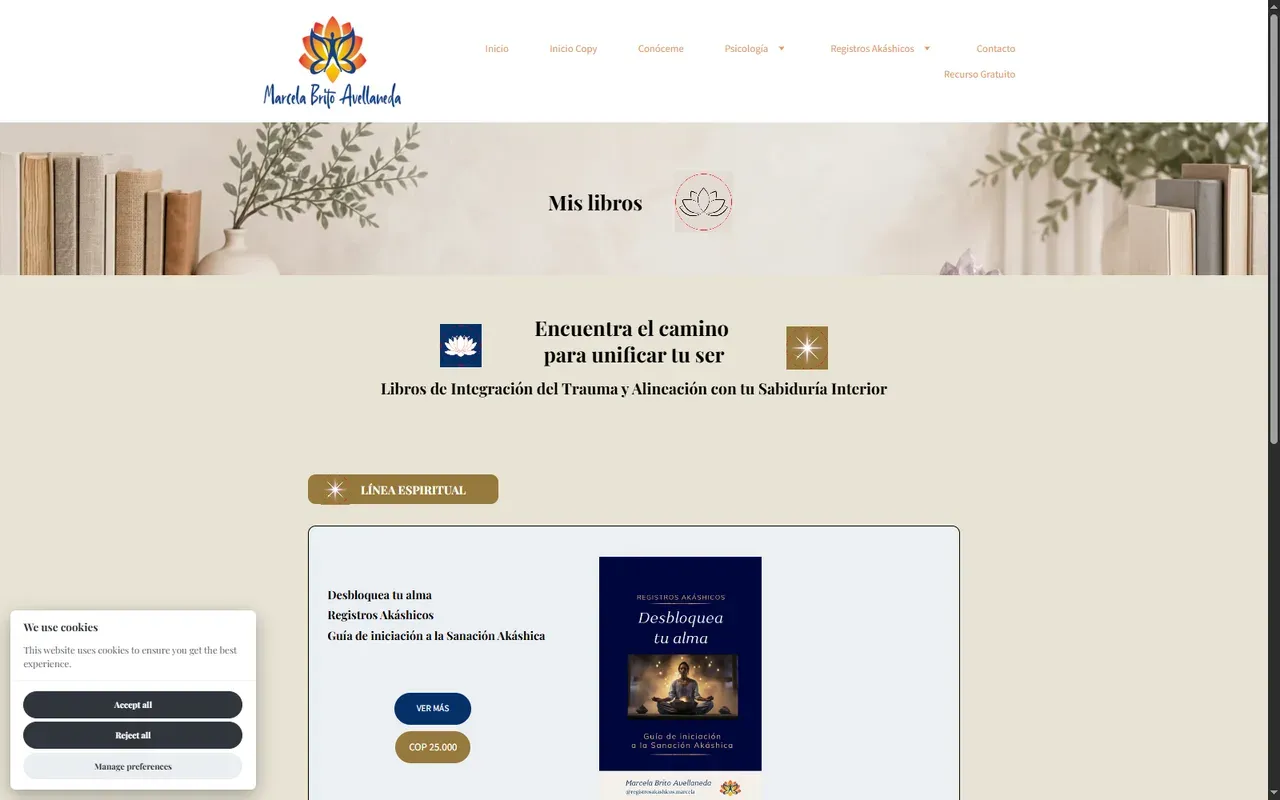 Catálogo de libros que mezcla línea clínica y espiritual