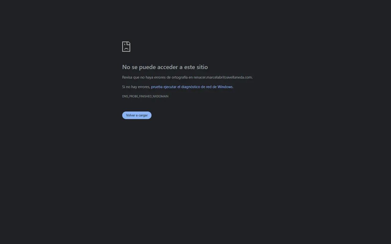 Chrome no resuelve renacer.marcelabritoavellaneda.com: DNS NXDOMAIN